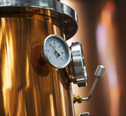 Copper pot stills for brandy distillation
