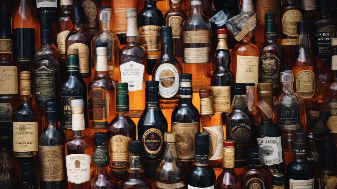 Variety of alcoholic spirits guide